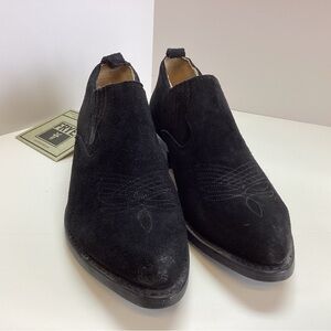 Frye Black Suede Ankle Boots- new soles